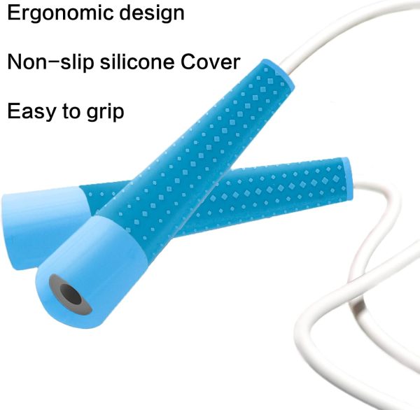 Kids Jump Rope with Silicone Comfortable Grips, Adjustable Tangle-Free Fitness Skipping Rope for kids girls boys women and men,Training, Workout and Weight Loss