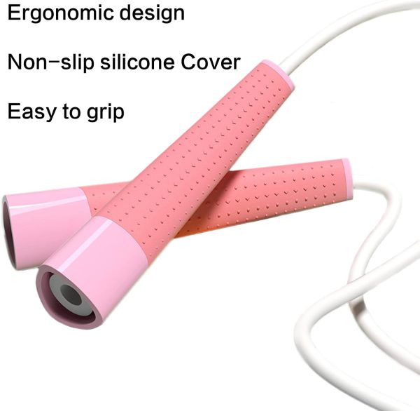 Kids Jump Rope with Silicone Comfortable Grips, Adjustable Tangle-Free Fitness Skipping Rope for kids girls boys women and men,Training, Workout and Weight Loss