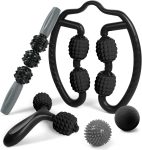 Massage Set - 360 Trigger Point, Muscle Roller Stick, Y Shaped Handheld, 2 Massage Balls for Legs, Arms - Myofascial & Deep Tissue Pain Relief - Black