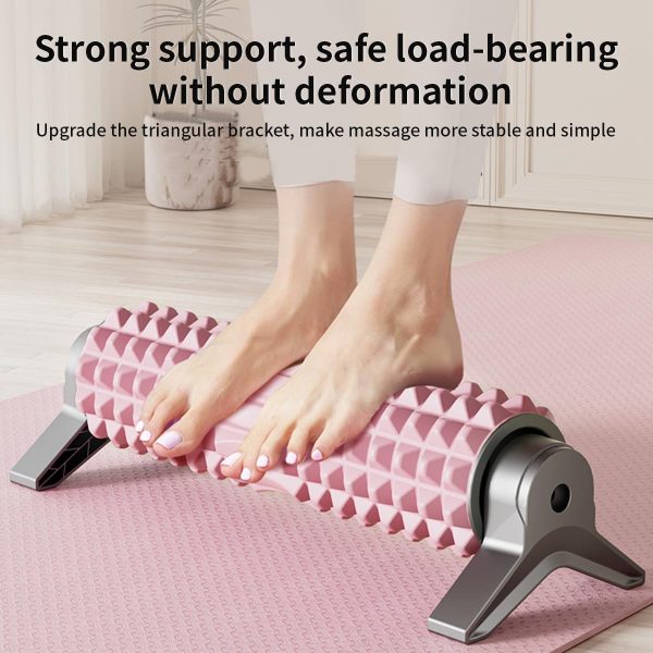 New Upgrade Bracket Foam Roller with Stand for Back Leg Pain, 21 Inch Firm Deep Tissue Muscle Massager for Sore Muscles (Pink)