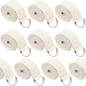Yoga Strap for Stretching, Cotton Yoga Belt with Adjustable Metal D-Ring Buckle Stretch Band for Fitness Pilates