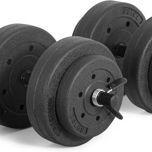 40-Pound Adjustable Cement Dumbbell Set – Versatile Vinyl Coated Weights for Home Gym Excellence