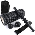 6 in1 Foam Roller Set, Trigger Point Foam Roller, Yoga Stick, Massage Ball, Fixation Ball, Fitness Stretching Strap, Carrying Bag, Towel for Deep Muscle Massage Pilates Yoga