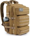 Military Tactical Backpack 50L Large Day Backpack for Men  Army 3 Days Assault Pack Bug Out Bag Water Resistant and Heavy Duty Hiking Treeking Rucksack - Brown