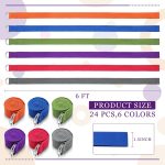 24 Pieces Yoga Strap Stretching Pilates Exercise Adjustable Straps 6 ft Non Elastic Yoga Belt with Adjustable D Ring Buckle for Pilates Gym Workouts Fitness